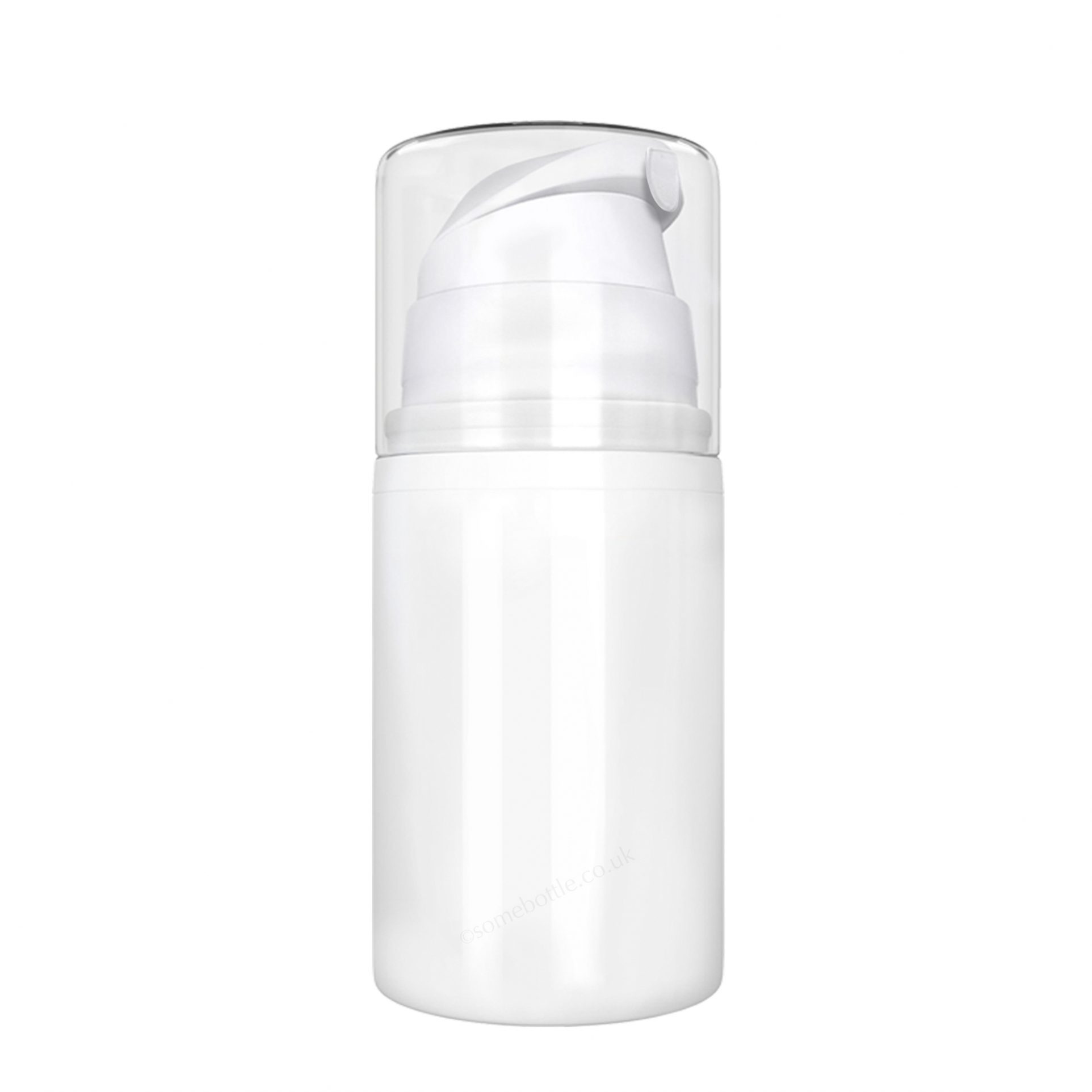 150ml white airless bottle white pump clear over-cap - Some Bottle