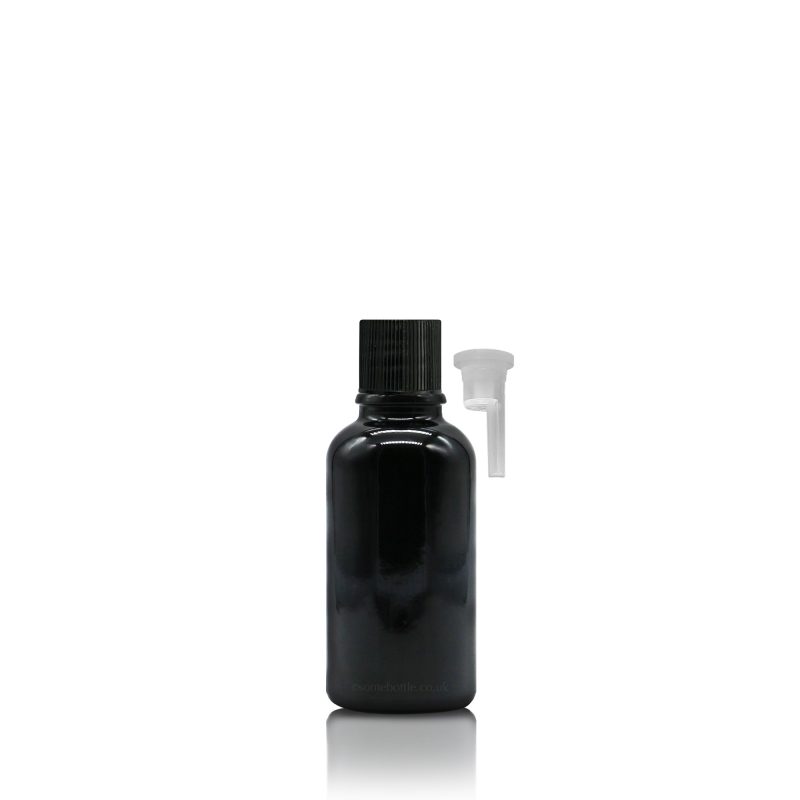 30ml Black glass dropper bottle + simple black cap