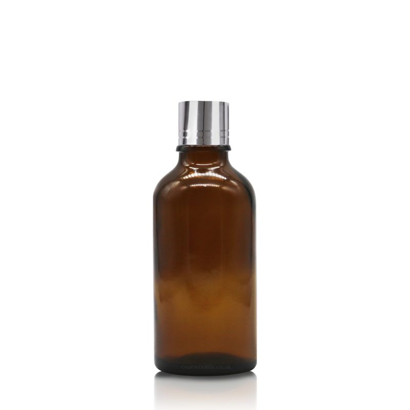 50ml glass dropper bottles, empty bottle for storing liquid products with a silver cap available wholesale from a UK supplier on a white background