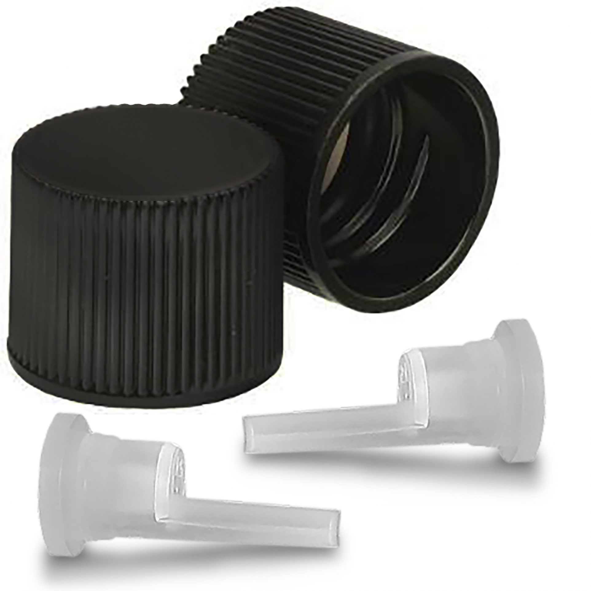 Black Simple Screw Cap with Dropper/Dripper Inset for 18mm Neck Bottles