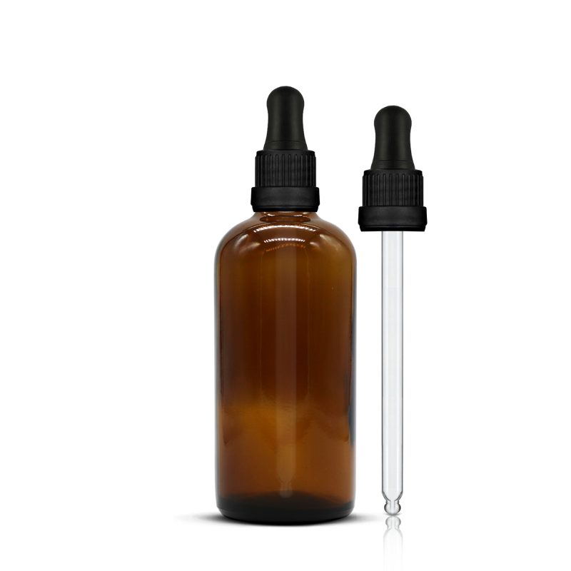 100ml Amber Glass Bottle Tamper Evident Dropper Pipette