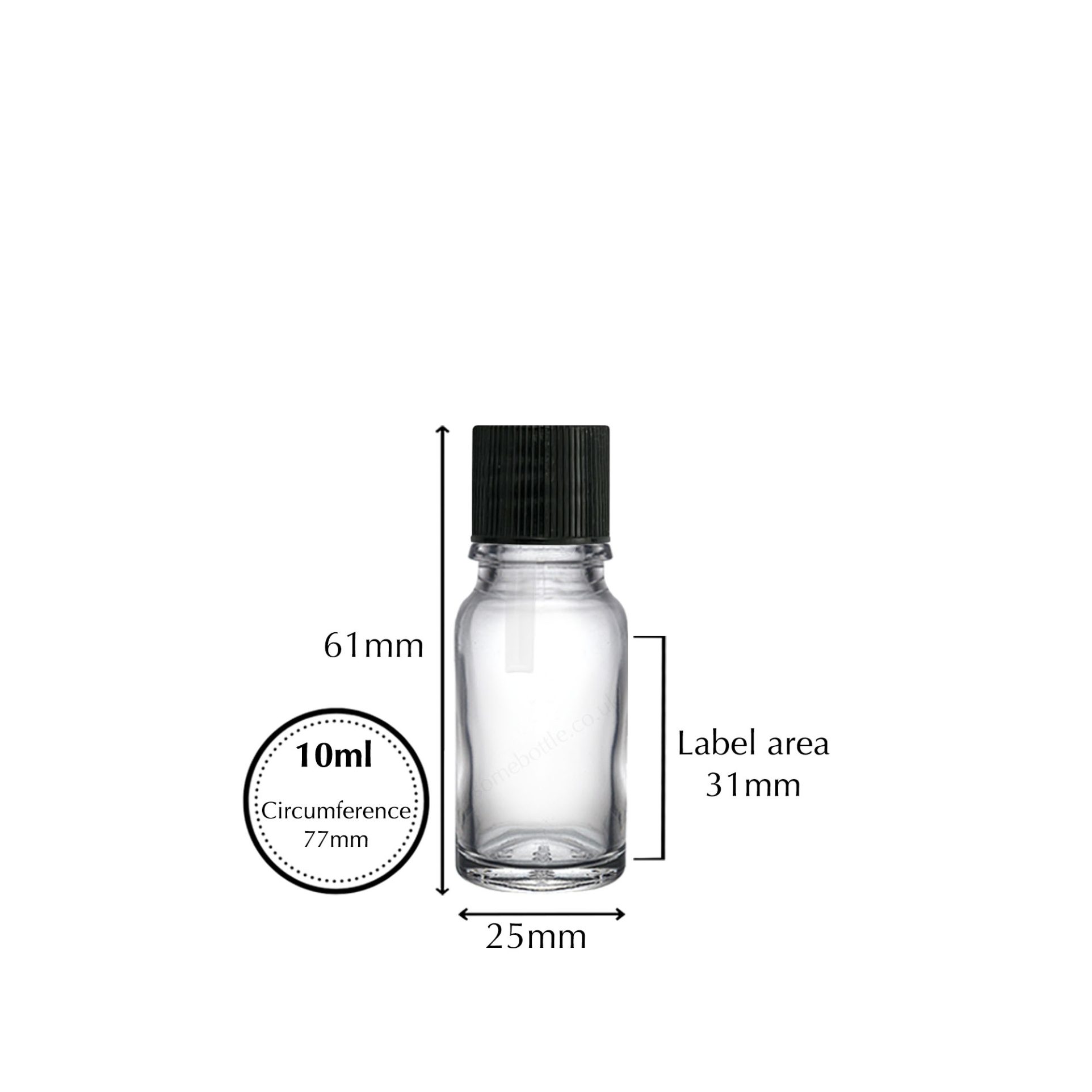 10ml clear glass dropper bottle + black cap and dropper insert - Some ...