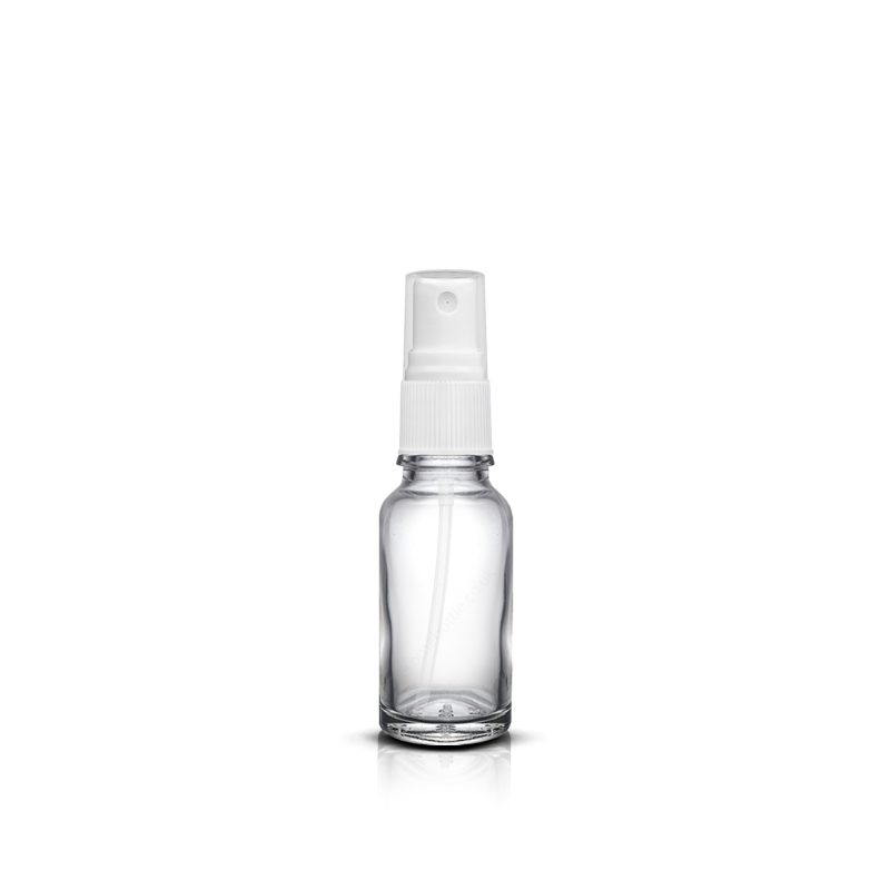 20ml Clear Glass Spray Bottle White Mist Sprayer Atomiser