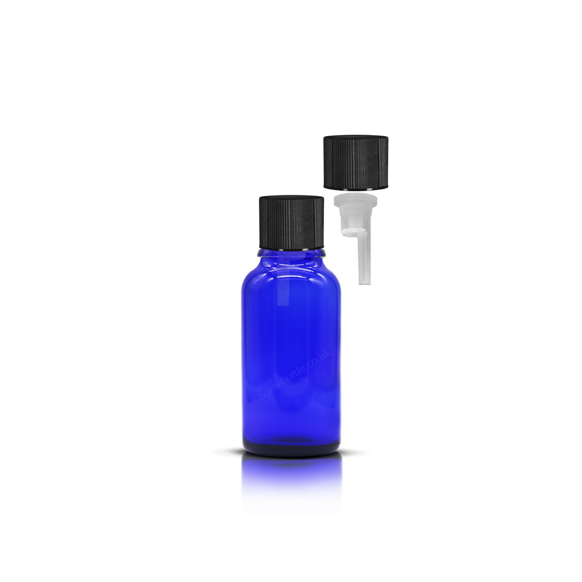 20ml blue glass dropper bottle + black cap & dripper insert bottles