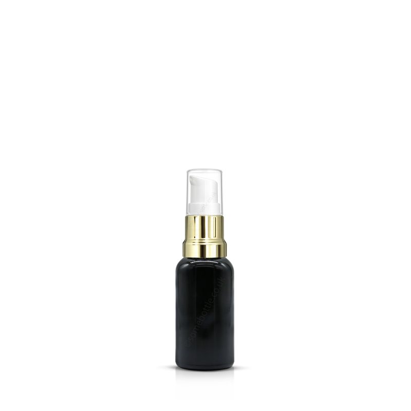 20ml Black Glass Bottle Gold Lotion Dispenser Pump