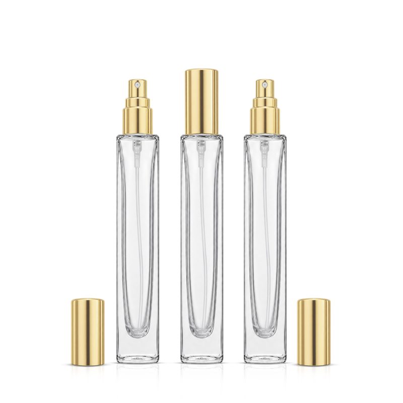 10ml Glass Square Empty Perfume Bottle Gold Spray Atomiser Wholesale