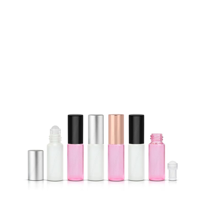 3ml Frosted Pink Roller Rollette Roll-on Glass Mini Roller Bottle
