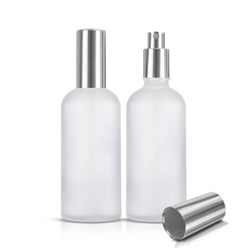 100ml Frosted Glass Bottle Silver Aluminium Mist Spray Atomiser