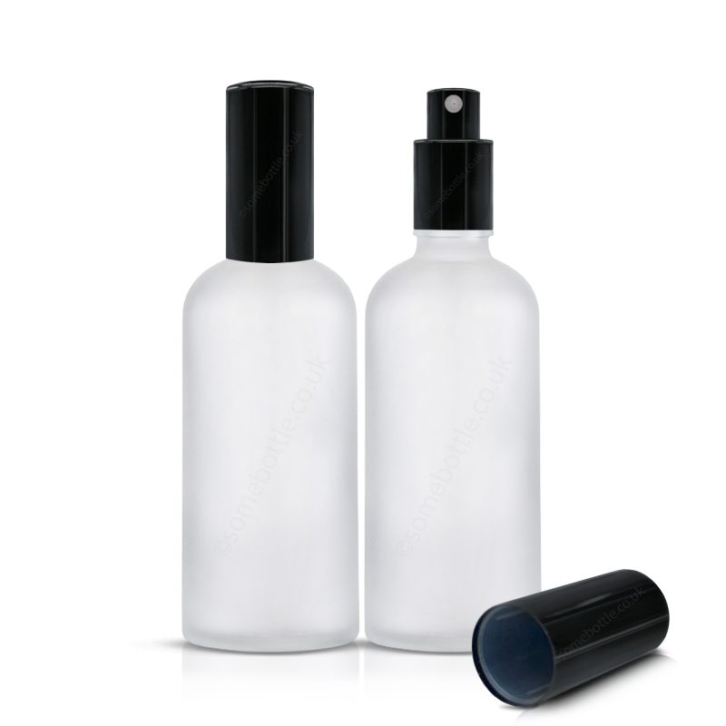 100ml Frosted Glass Spray Bottle Black Mist Sprayer Atomiser