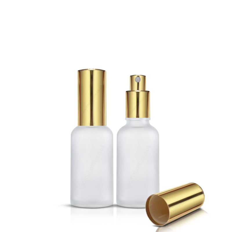 30ml Frosted Glass Bottle Gold Mist Sprayer Atomiser