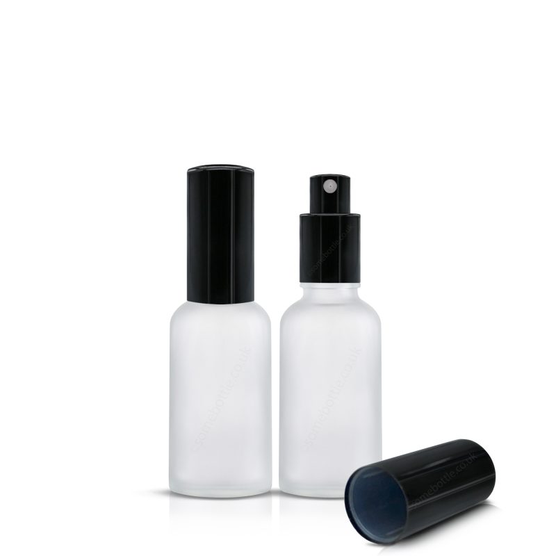 30ml Frosted Glass Spray Bottle Black Mist Sprayer Atomiser Pump