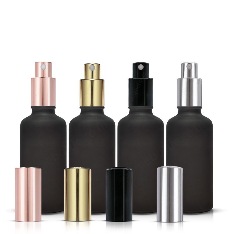 50ml Matte Black Bottle Aluminium Fine Mist Spray Atomiser Pump